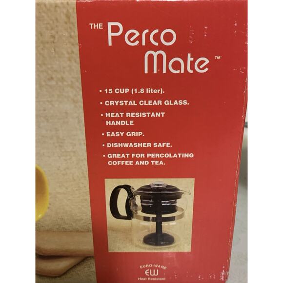 EuroHome Perco Mate 15 Cup Clear Glass Coffee Percolator Heat Resistant - Picture 9 of 9